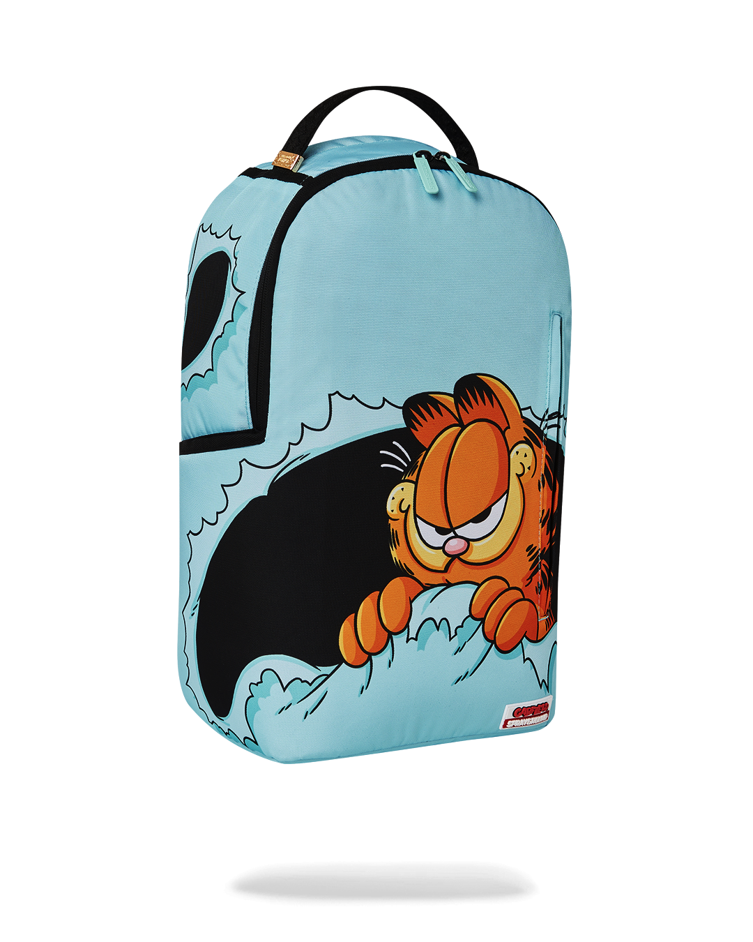Clear Sprayground backpack interior showing separate velour laptop compartment