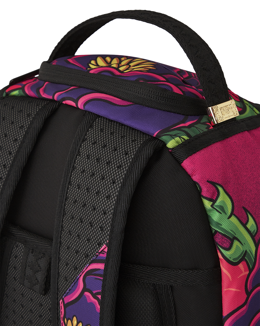 Side view of Shark Bite Laptop Backpack highlighting adjustable straps.