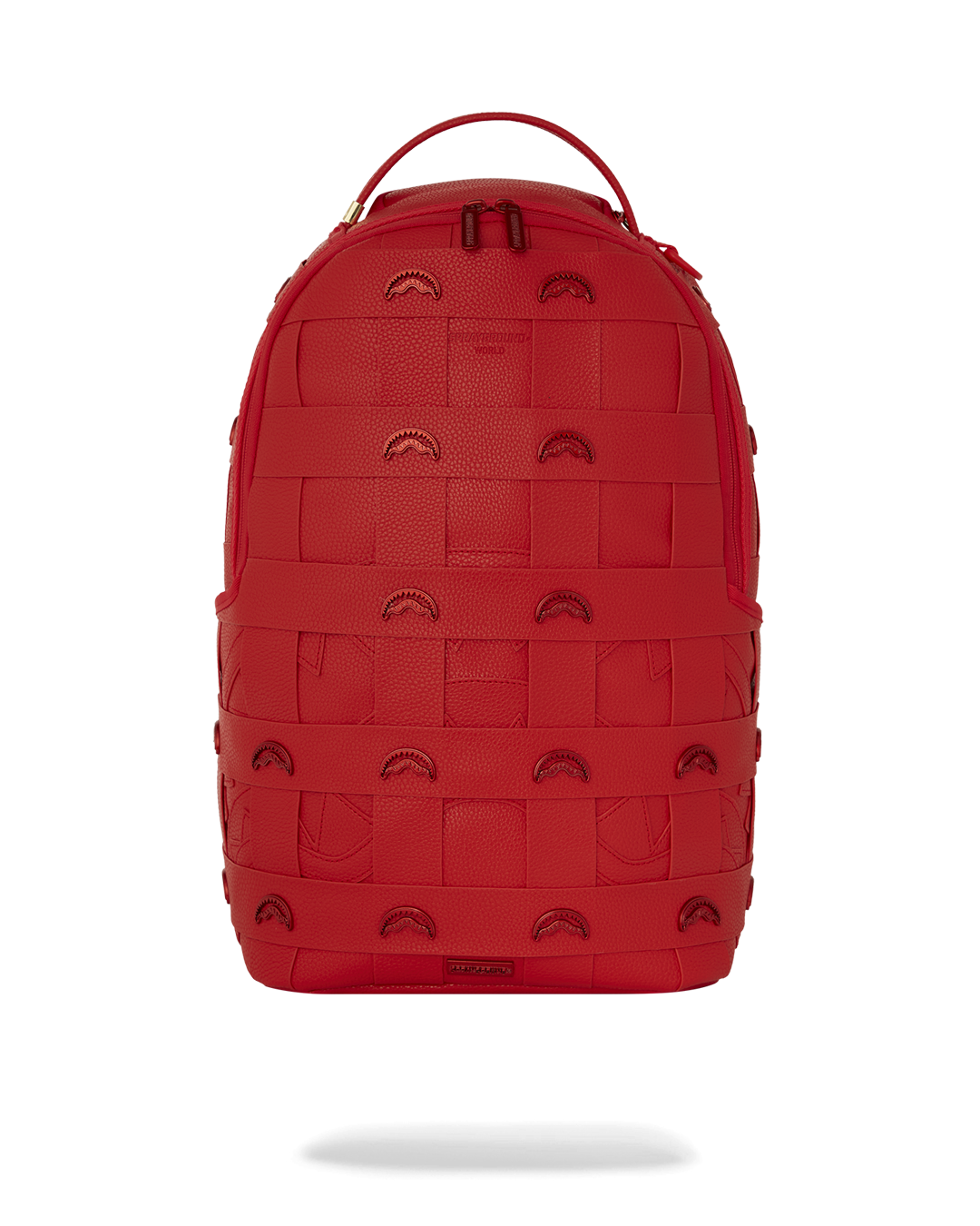 Faux leather backpack worn by a commuter in urban setting