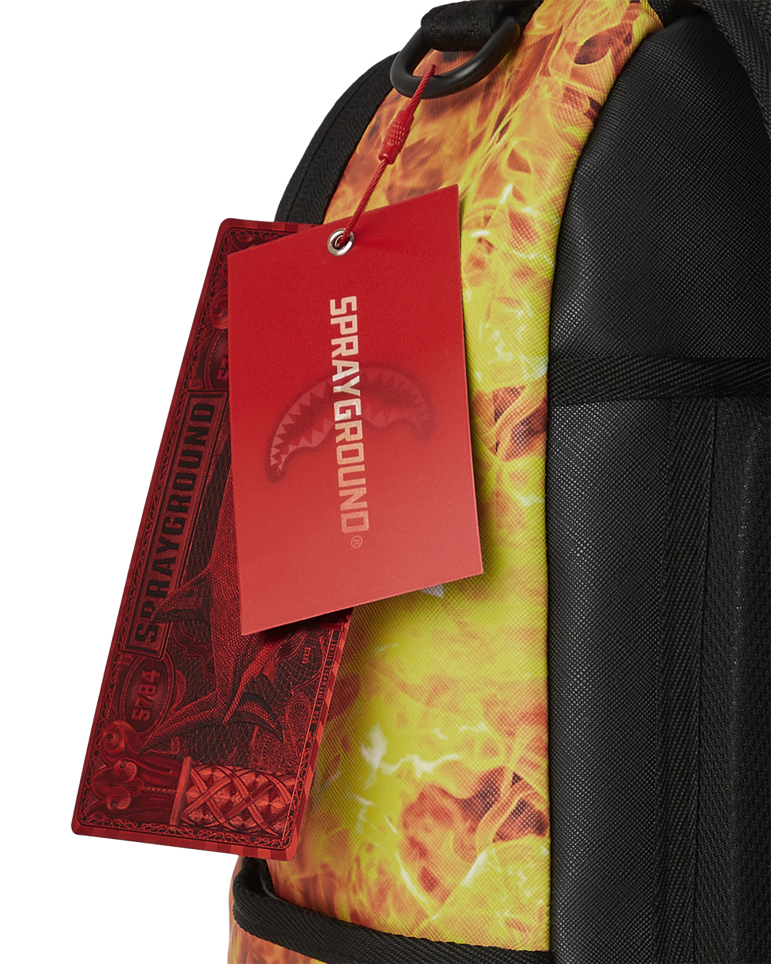 Close-up of water-resistant faux leather fabric and gold hardware details.