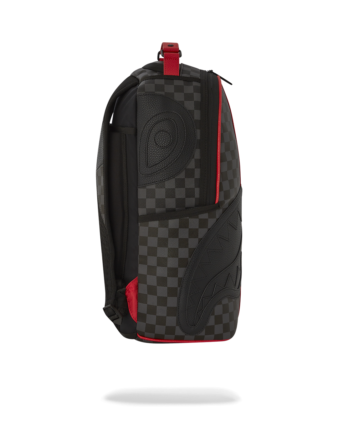 Monaco Shark Club leather backpack side view showing ergonomic mesh back padding