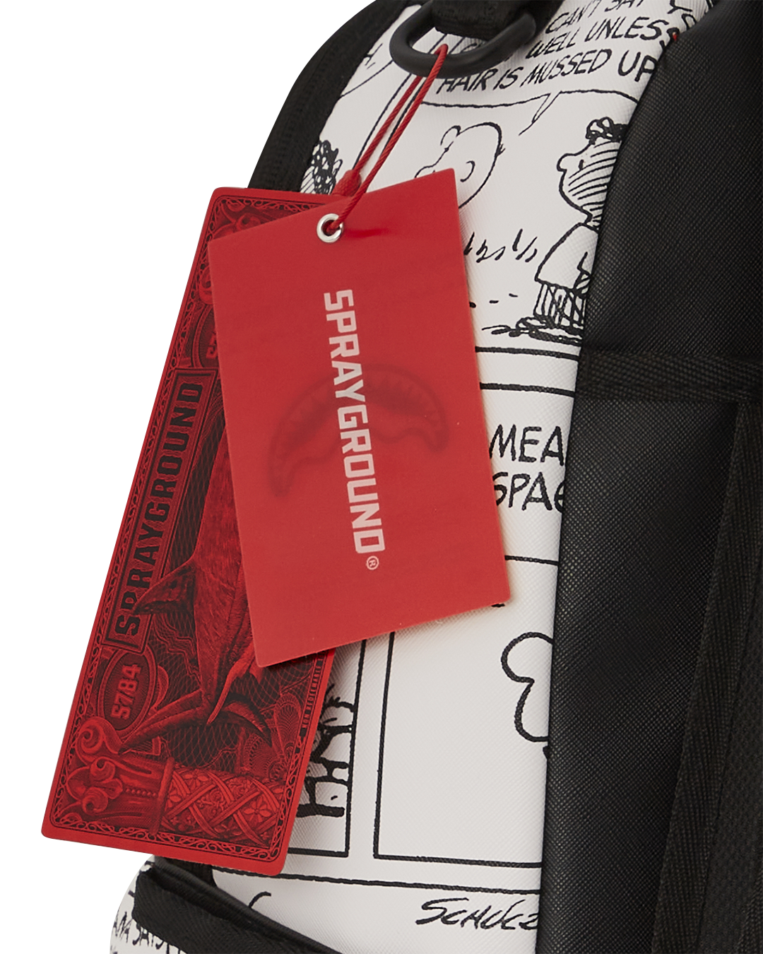 Front view of Franklin Sharks faux leather backpack in an urban setting.