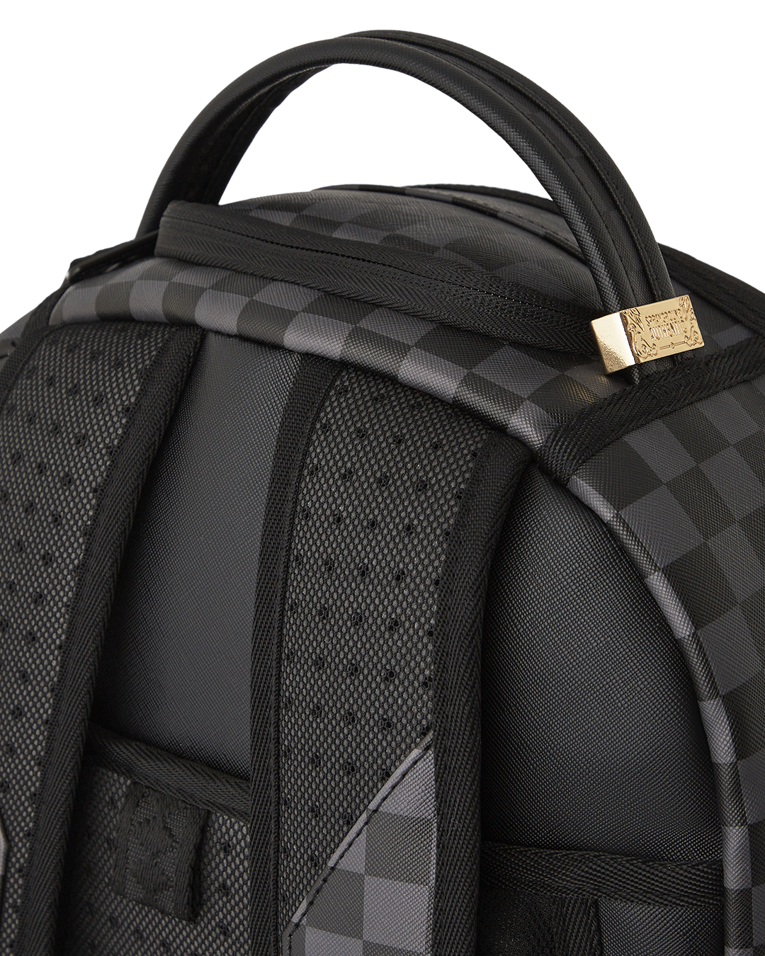 Faux leather laptop backpack with ergonomic mesh back padding and adjustable straps