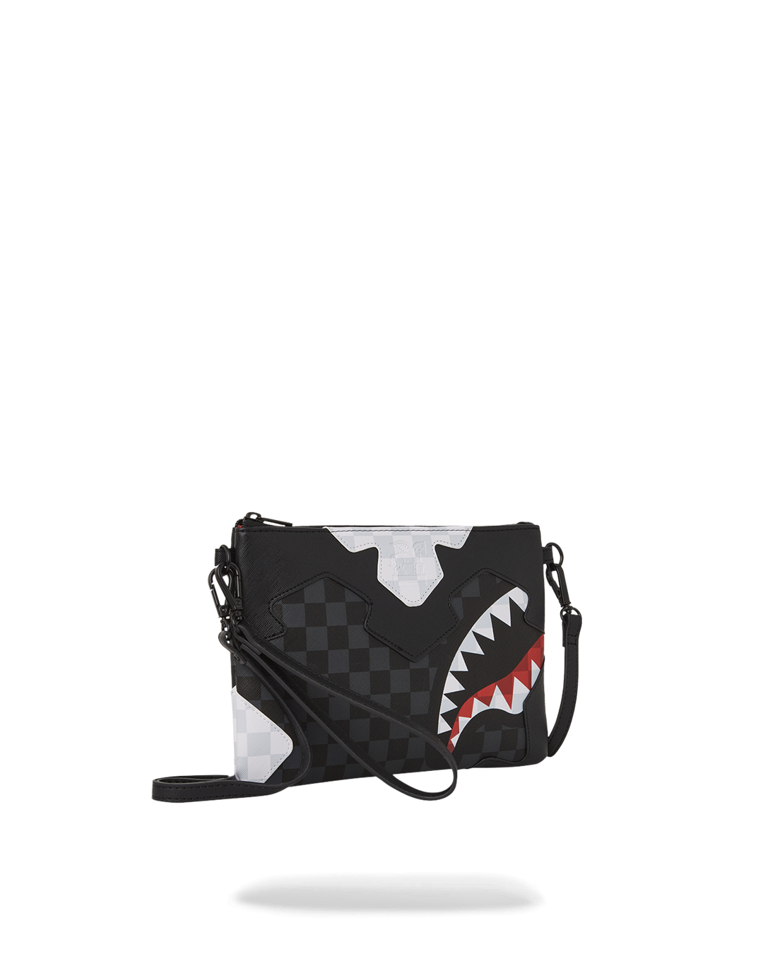 Interior pocket of the crossbody clutch with zipper closure.