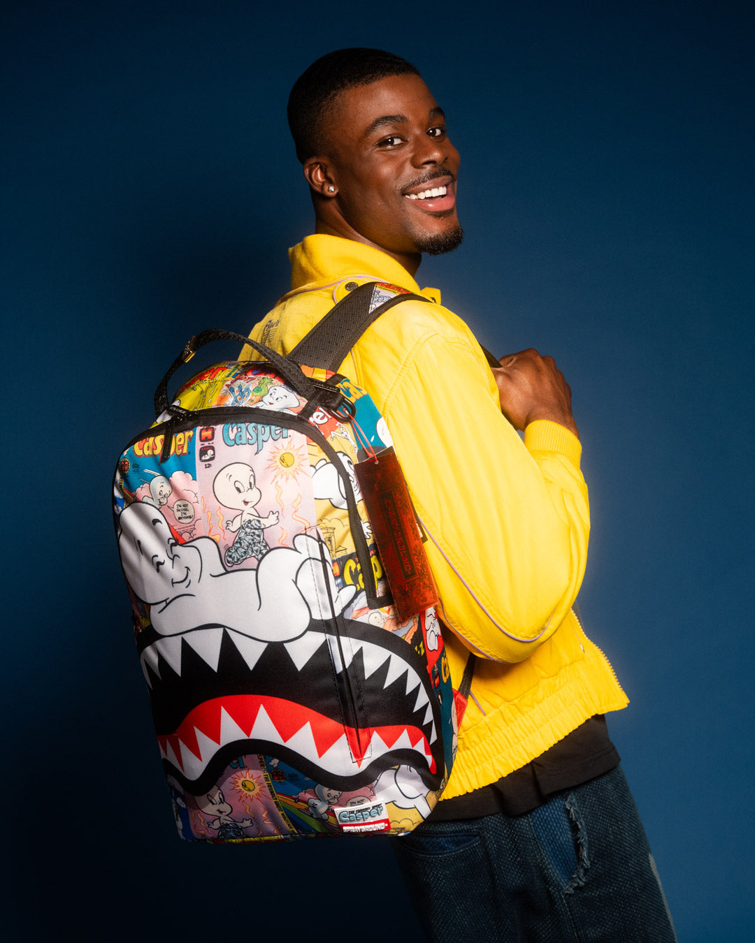 Interior view of the Casper Dreams Deluxe Backpack showing laptop compartment.