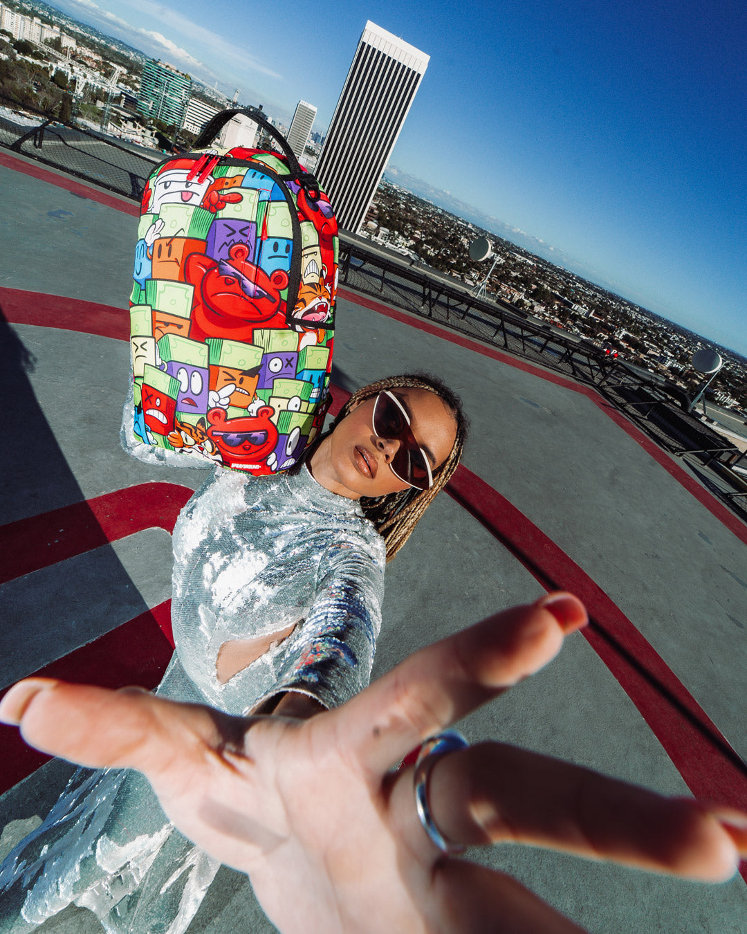 Sprayground Authentic Travel Backpack - front view with multiple pockets