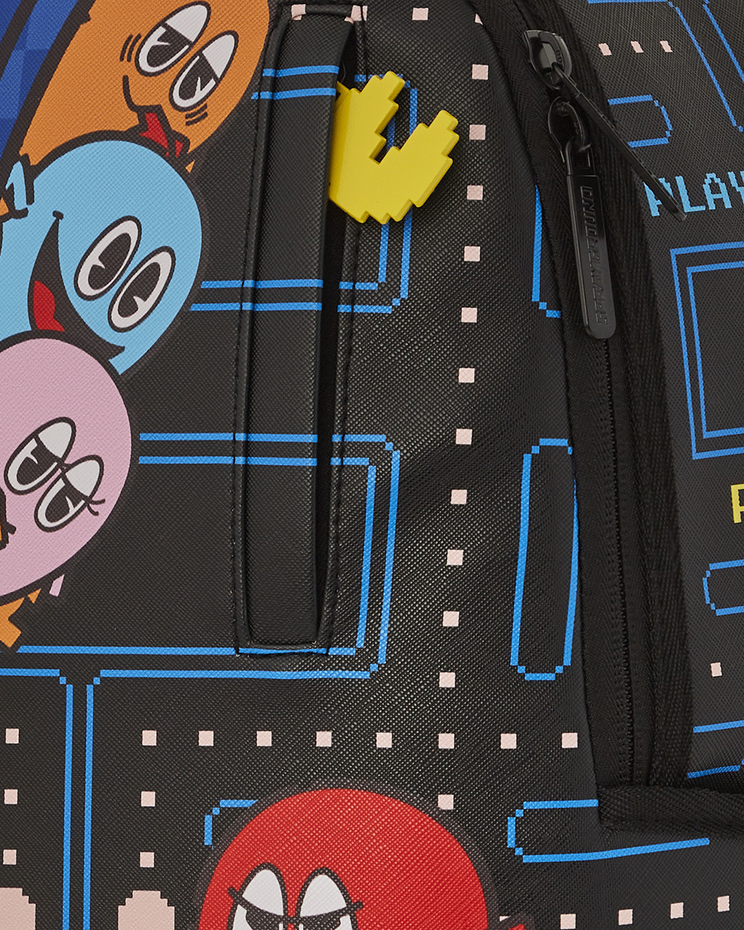 Front view of the gaming backpack with organized compartments and adjustable straps