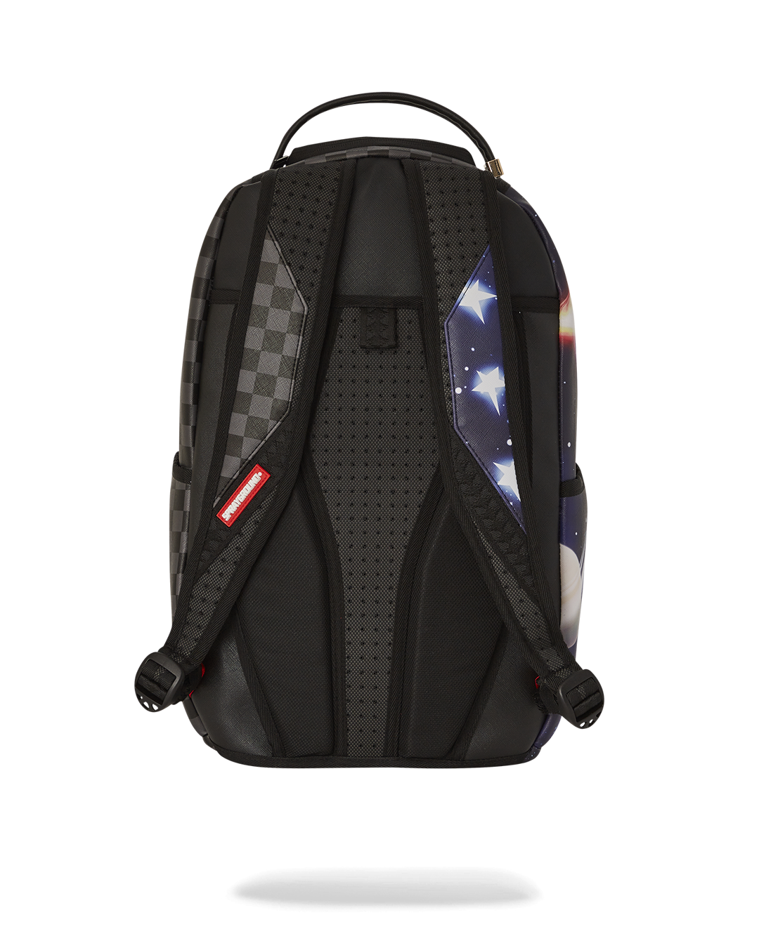 Astromane Interstellar Faux Leather Backpack with front pocket and gold zippers
