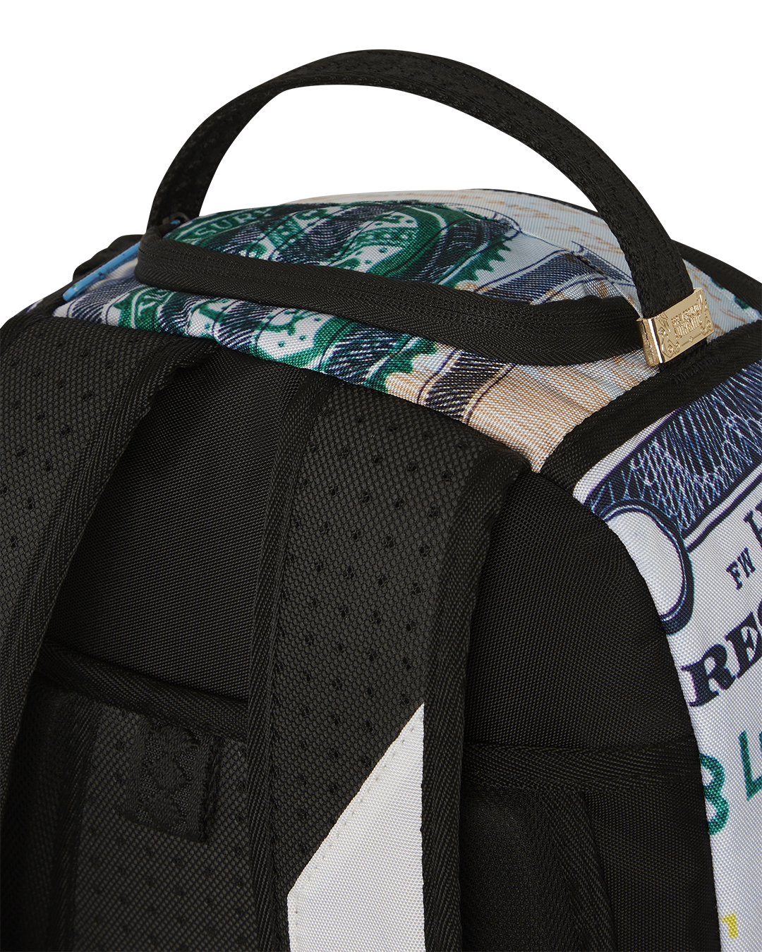 Side angle showing ergonomic straps and stash pocket