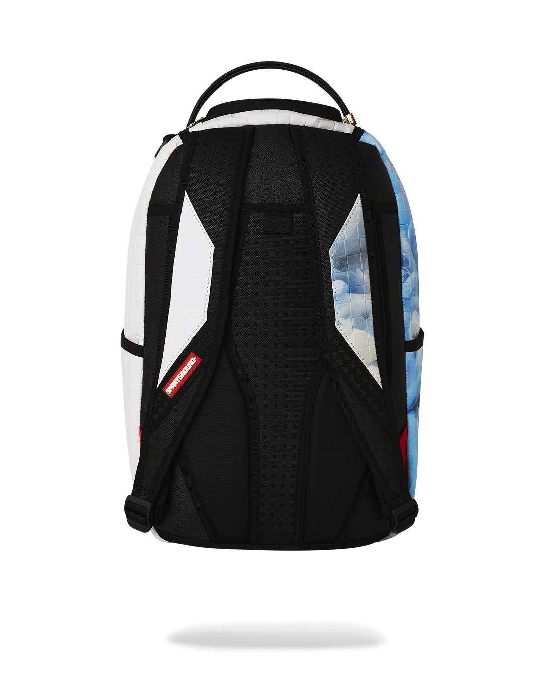 Faux leather backpack with gold zippers and ergonomic back padding