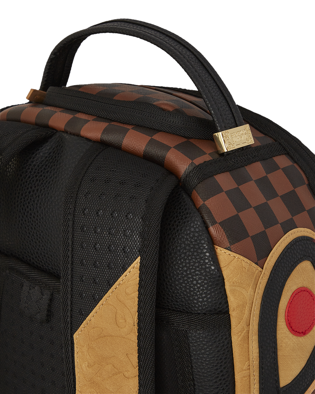 Henny Hercules faux leather backpack shown on a woman traveling through an urban setting