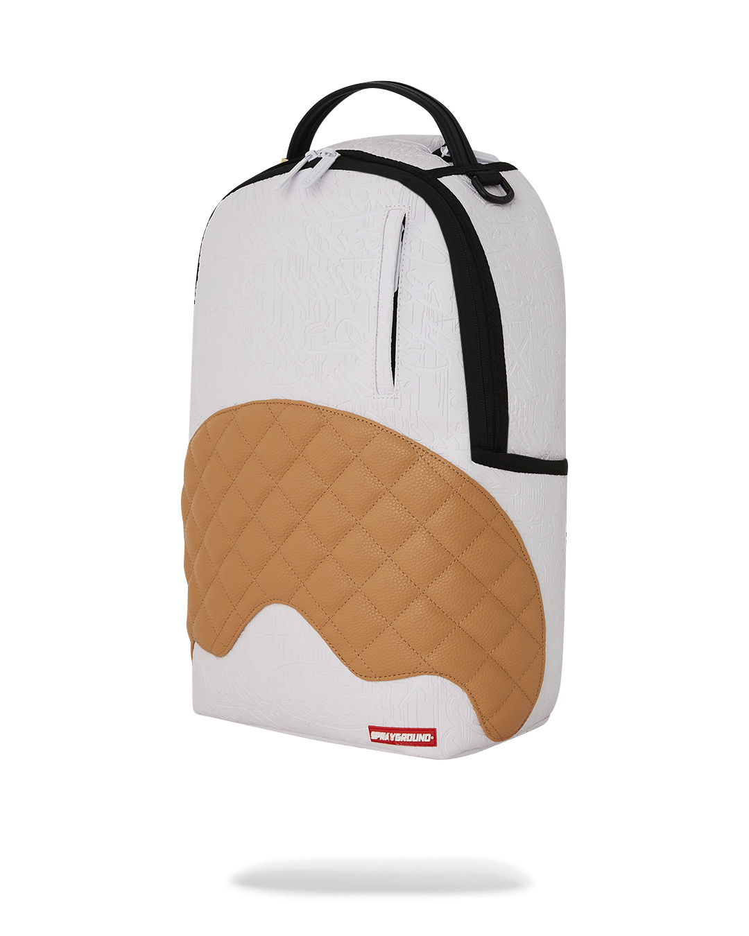 Side view of the backpack with side pockets and ergonomic mesh back padding