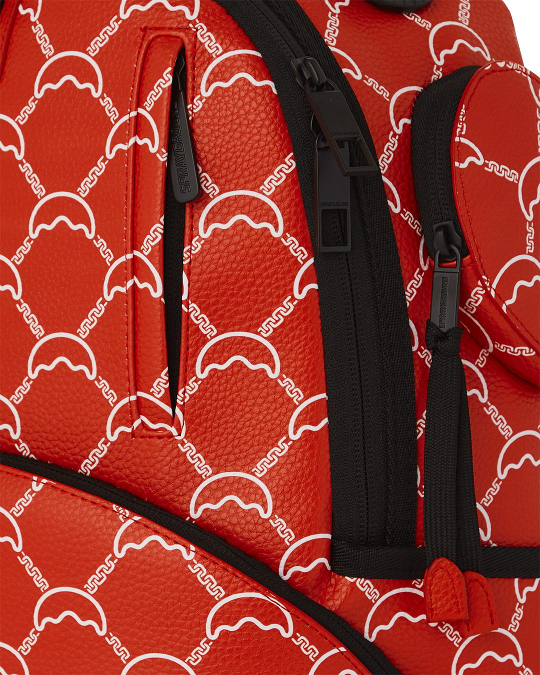 Sprayground Deluxe Faux Leather Backpack side view with adjustable straps