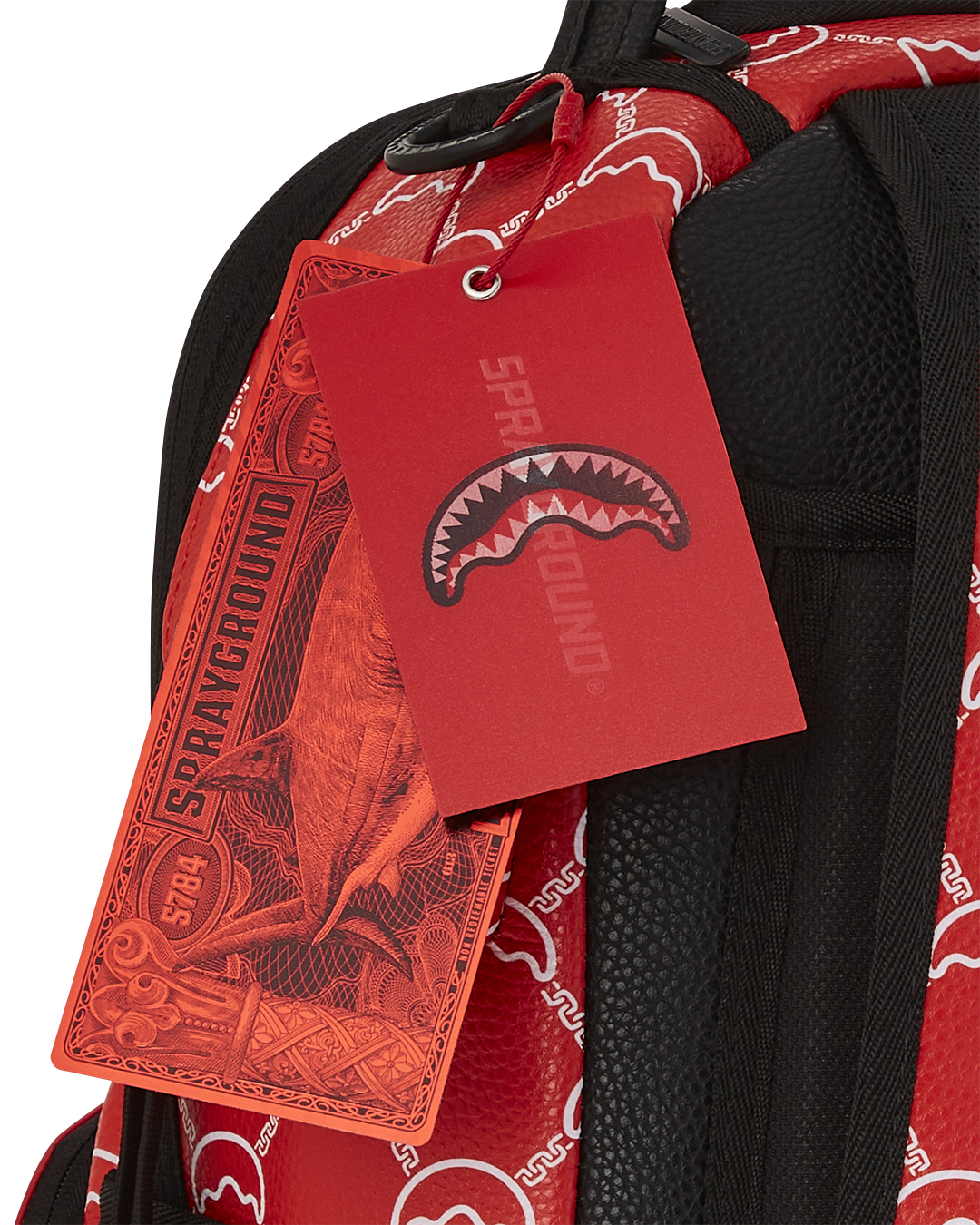 Sprayground Deluxe Faux Leather Backpack side view with adjustable straps