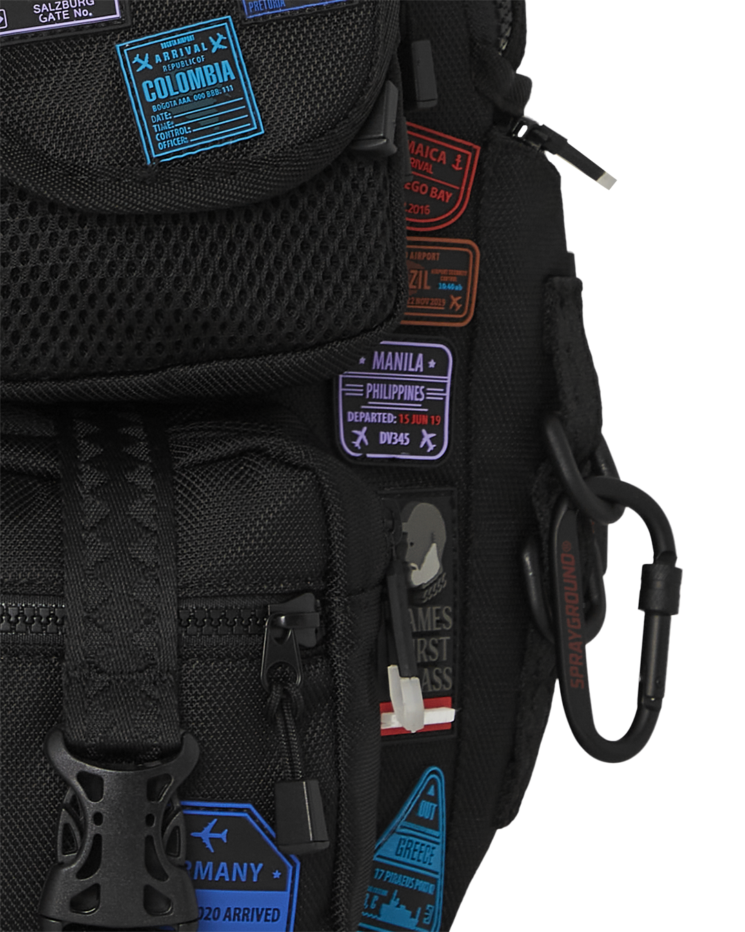 Back view of the backpack with adjustable straps and luggage sleeve