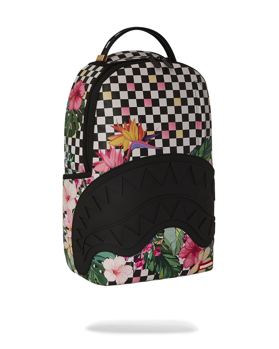 Open backpack showing velour laptop sleeve and organizer pockets