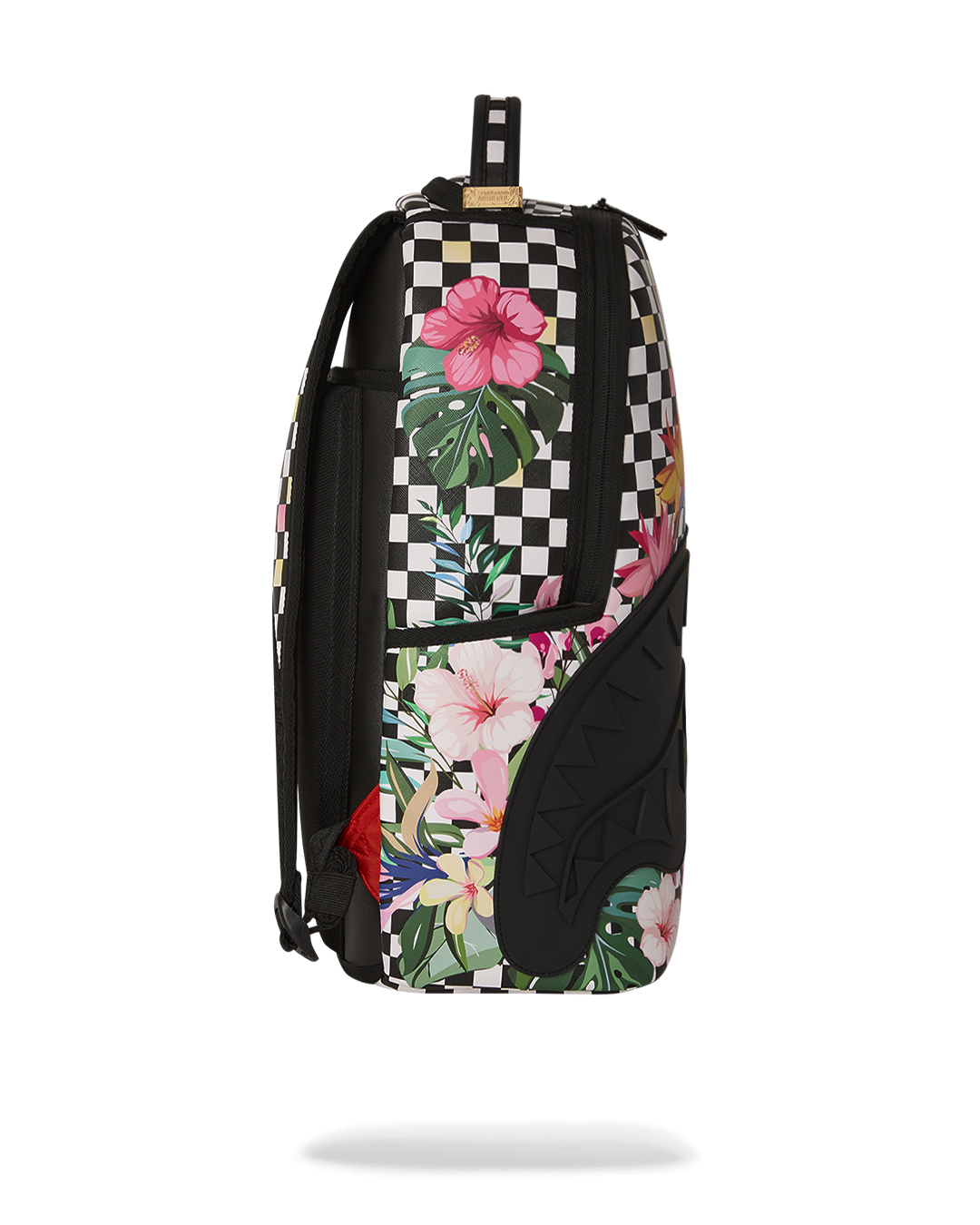 Woman wearing travelers backpack during urban commute