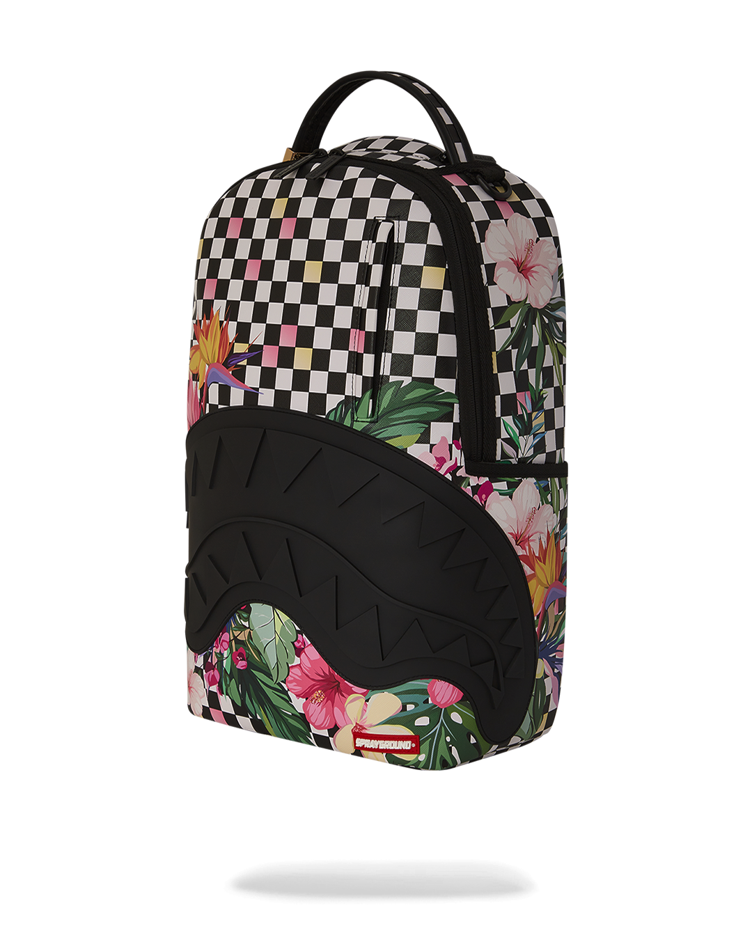 Woman wearing travelers backpack during urban commute