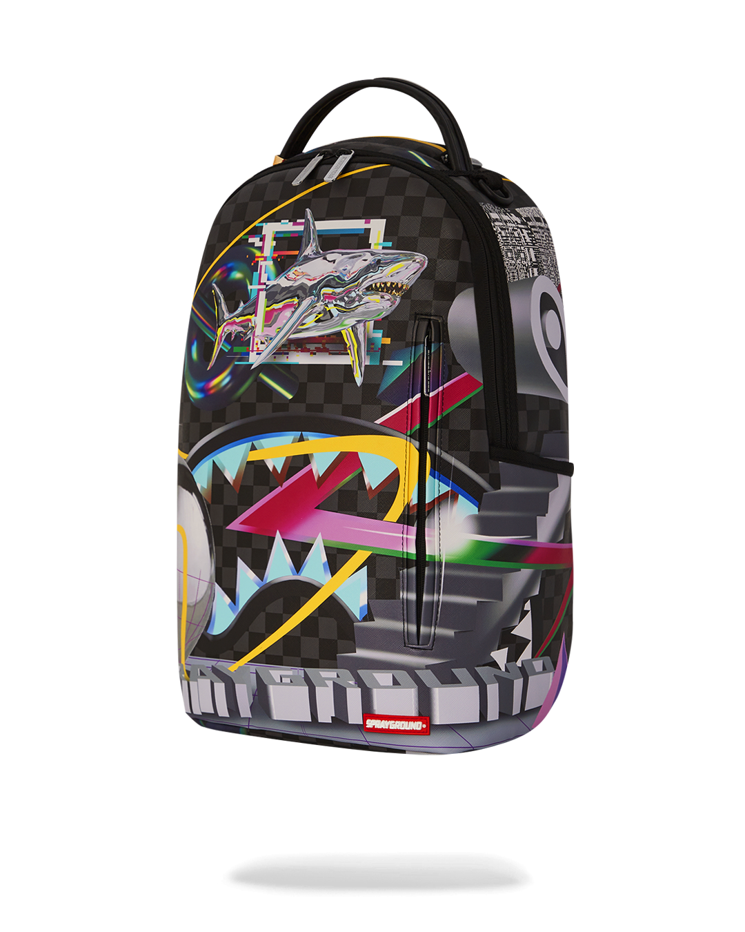 Travel backpack open to show interior laptop compartment and pockets