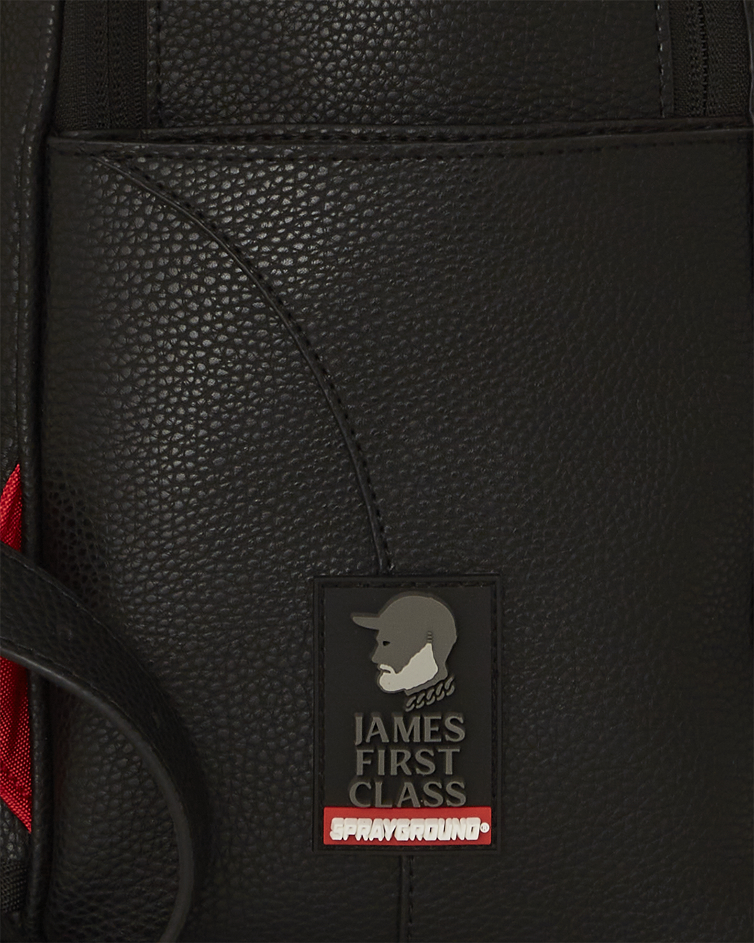 Close-up of vegan leather texture and metal hardware details
