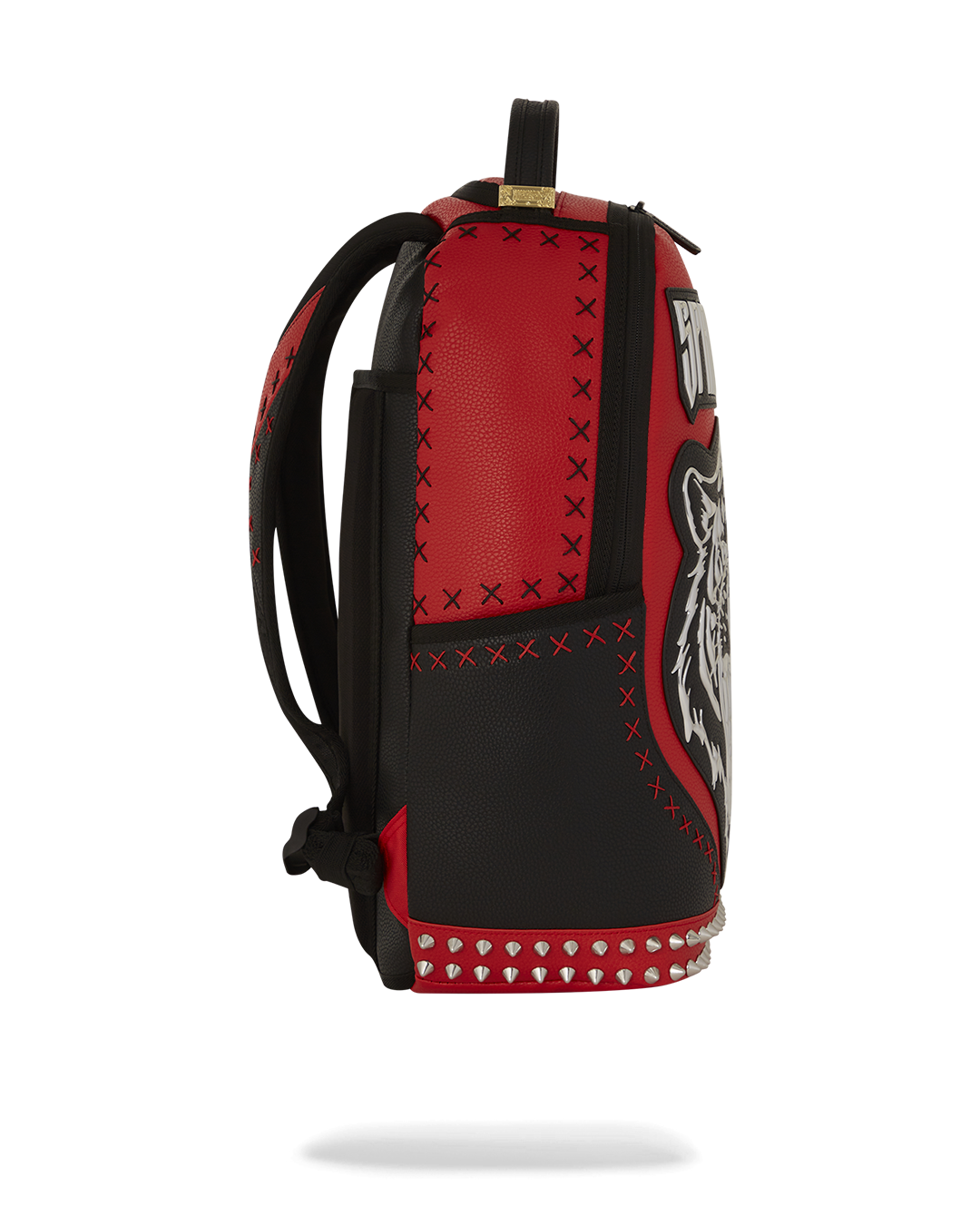 Interior view of the travelers backpack with laptop compartment and organizers.