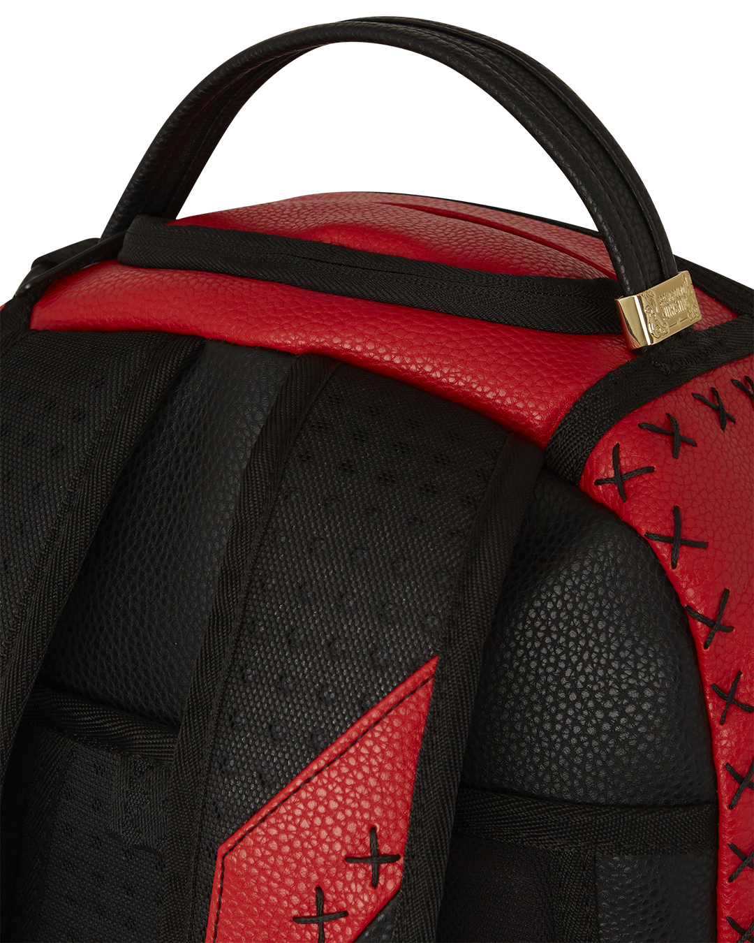 Urban Explorer backpack showcasing faux leather texture and metallic details.