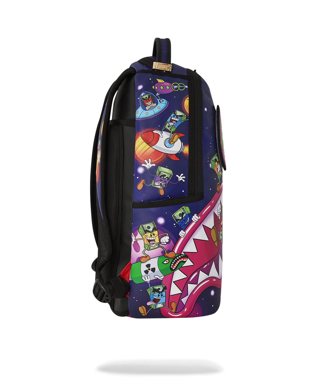 Water-Resistant Backpack with gold zippers and metal Sprayground Authentic badge