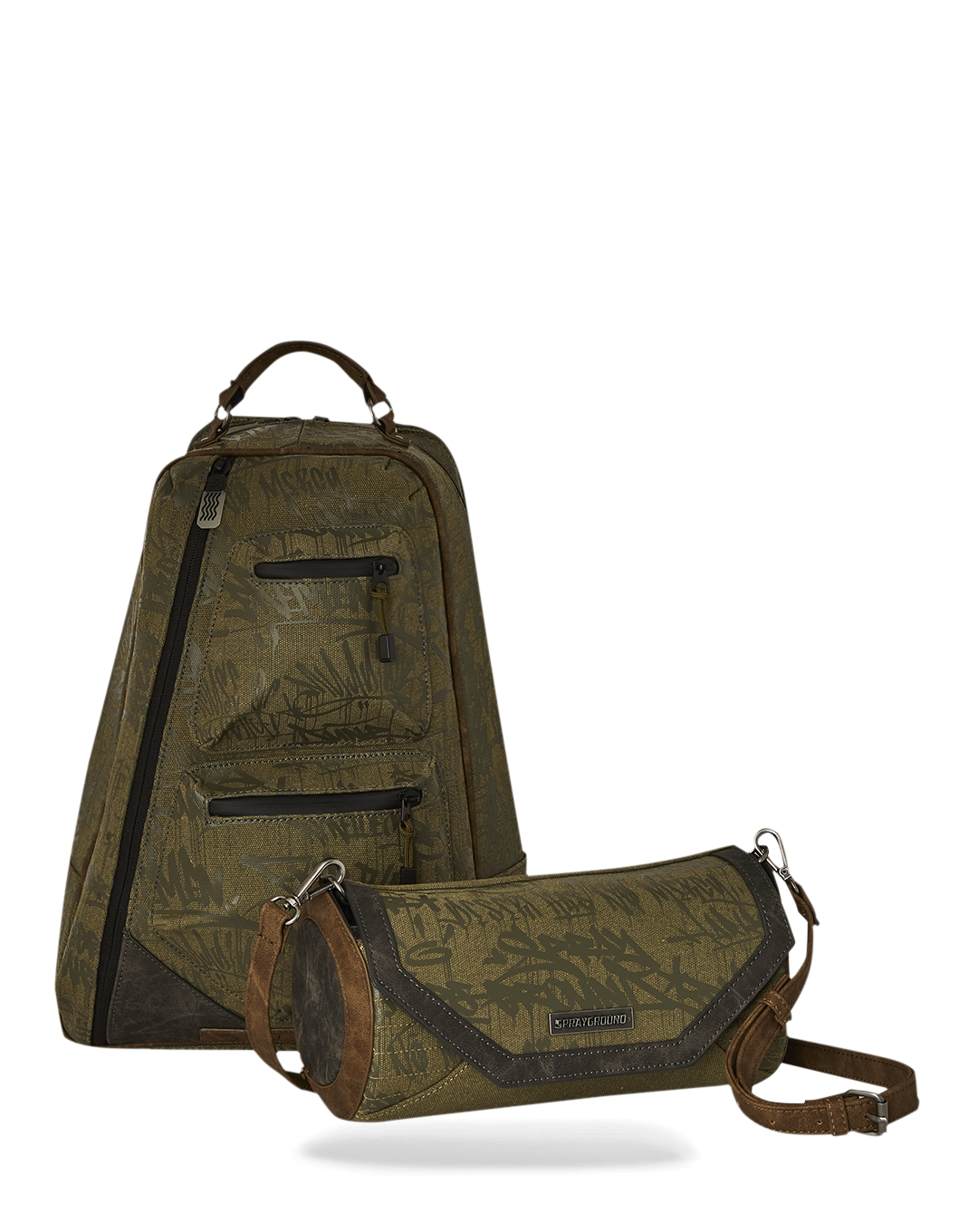 Top view of backpack interior showing mesh compartment and rugged stitching