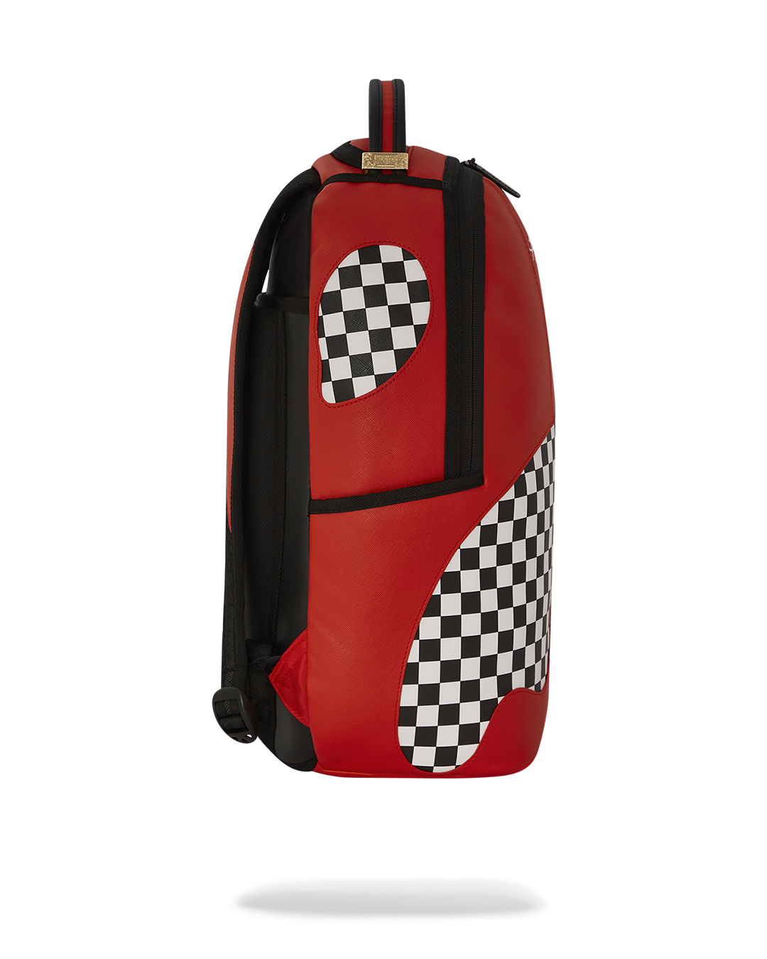 Open backpack displaying velour laptop compartment and organizer pockets
