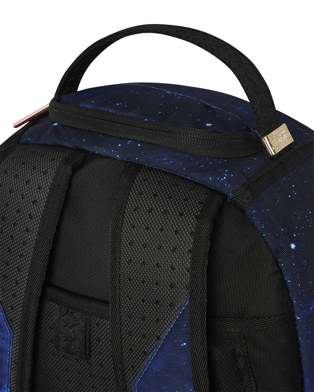 MOONDIVER Infinite Suns backpack front view, showcasing the front zipper pocket and Sprayground Authentic badge