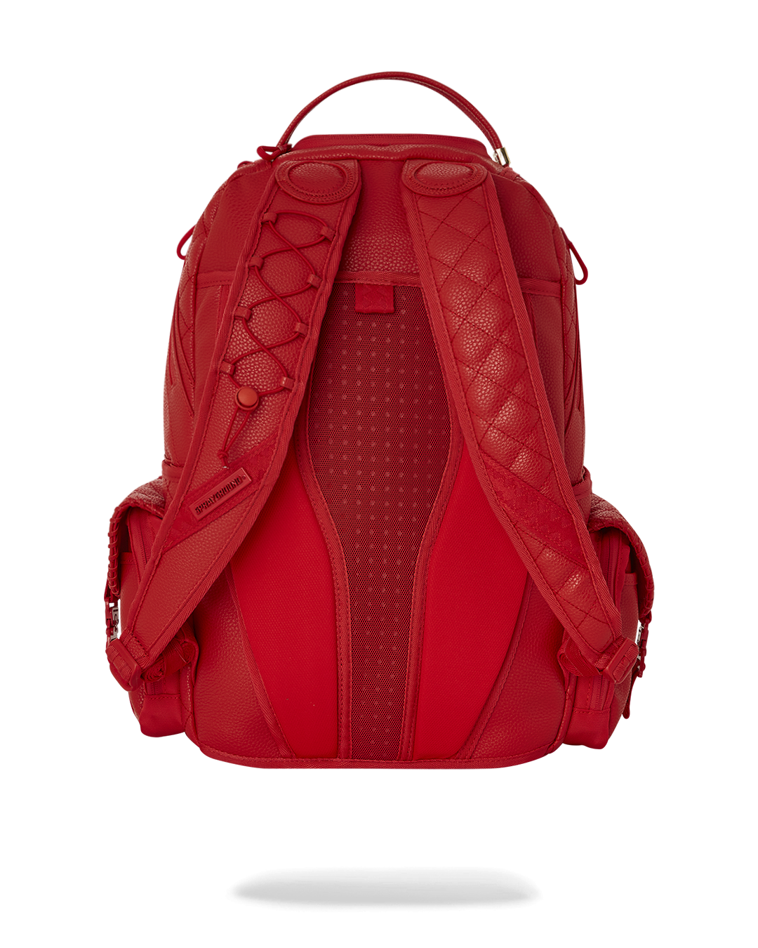 Front view of stylish female backpack with gold zippers and ergonomic design