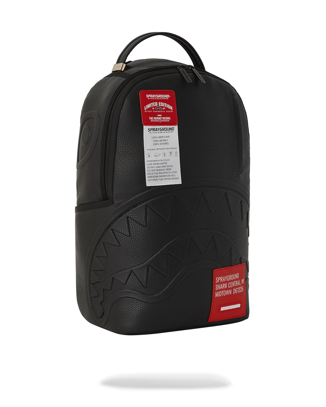 Side angle of laptop backpack for women attached to rolling luggage