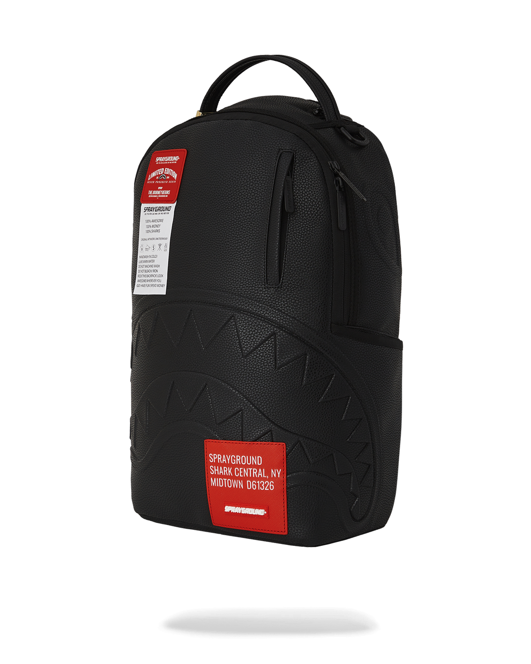 Side angle of laptop backpack for women attached to rolling luggage