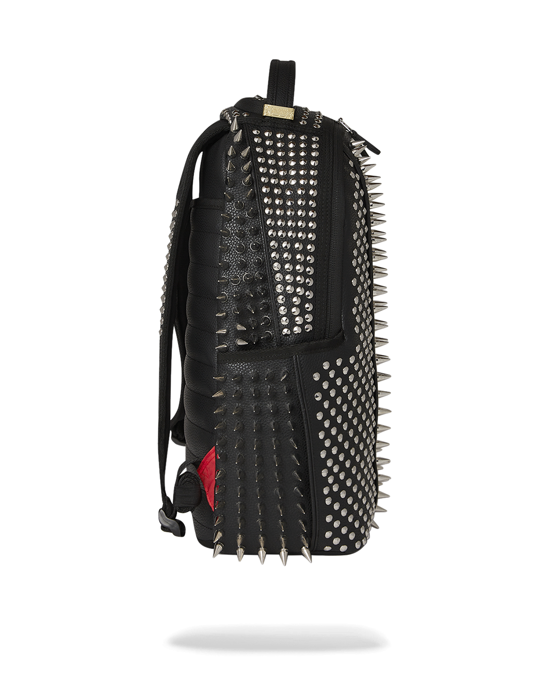 Side angle of the limited edition Sprayground backpack showcasing pockets.
