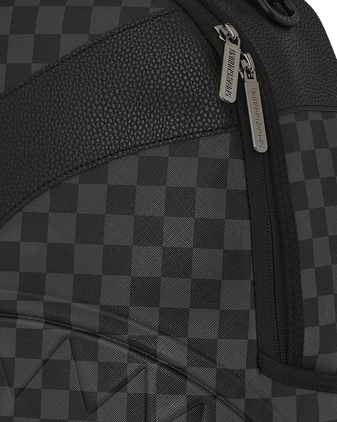 Close-up of the faux leather texture and gold hardware details