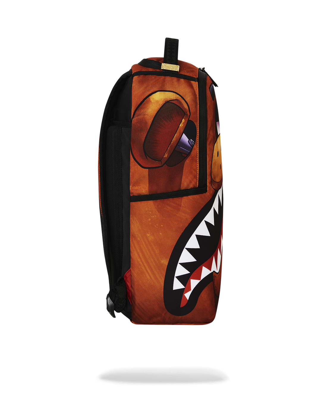 Back view of Sprayground Freddy Shark Backpack showing ergonomic mesh padding