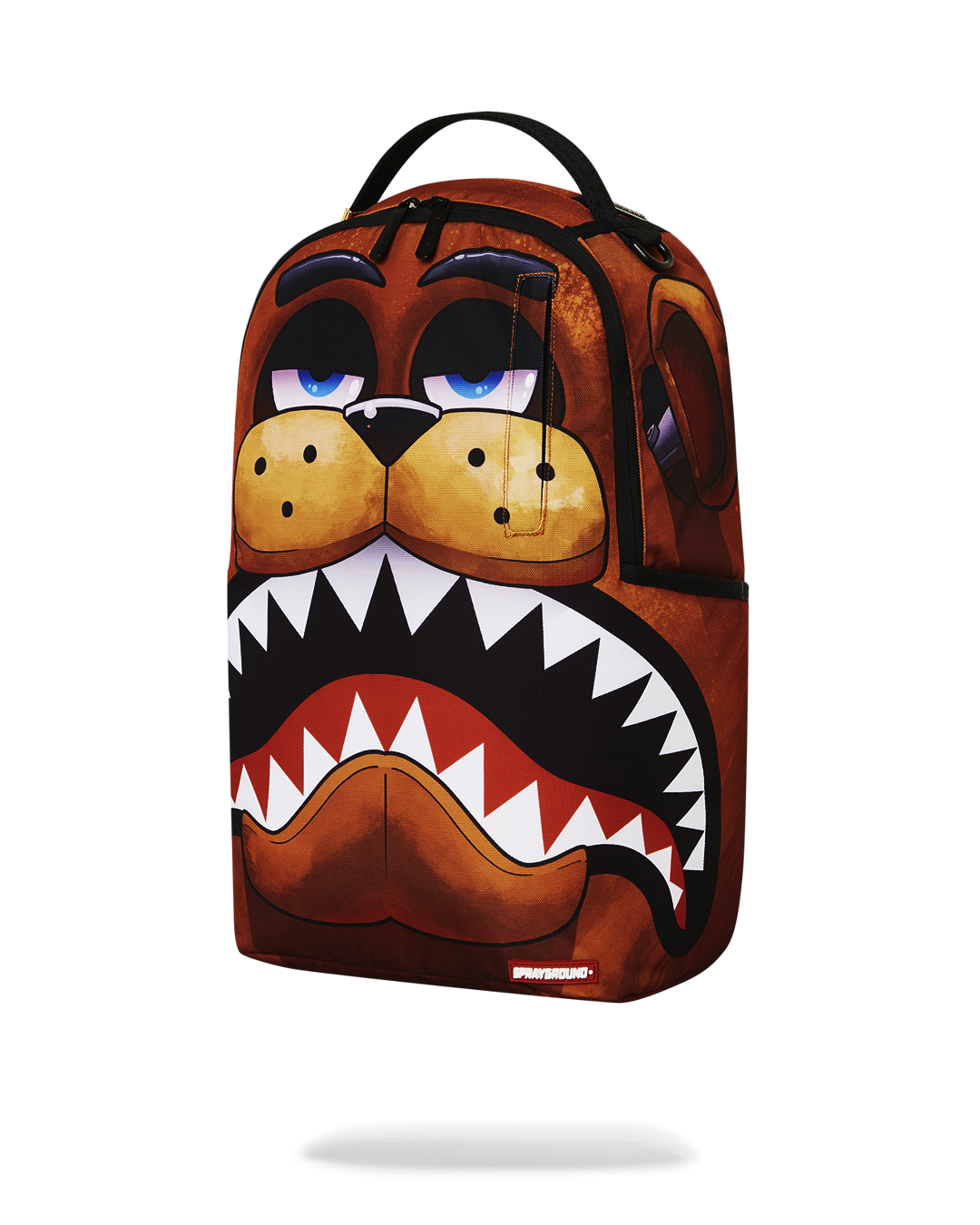 Back view of Sprayground Freddy Shark Backpack showing ergonomic mesh padding