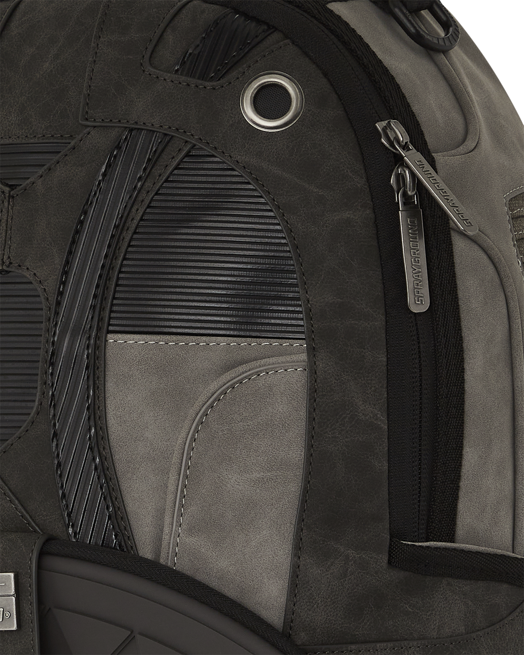 Backpack side view showing adjustable straps and ergonomic mesh padding