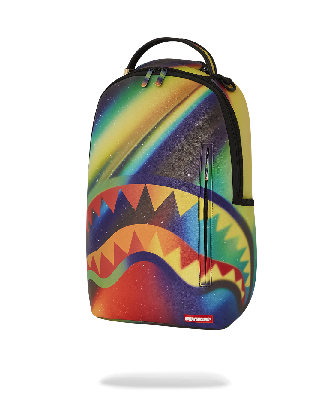 Backpack open to reveal interior organizer pockets and laptop compartment