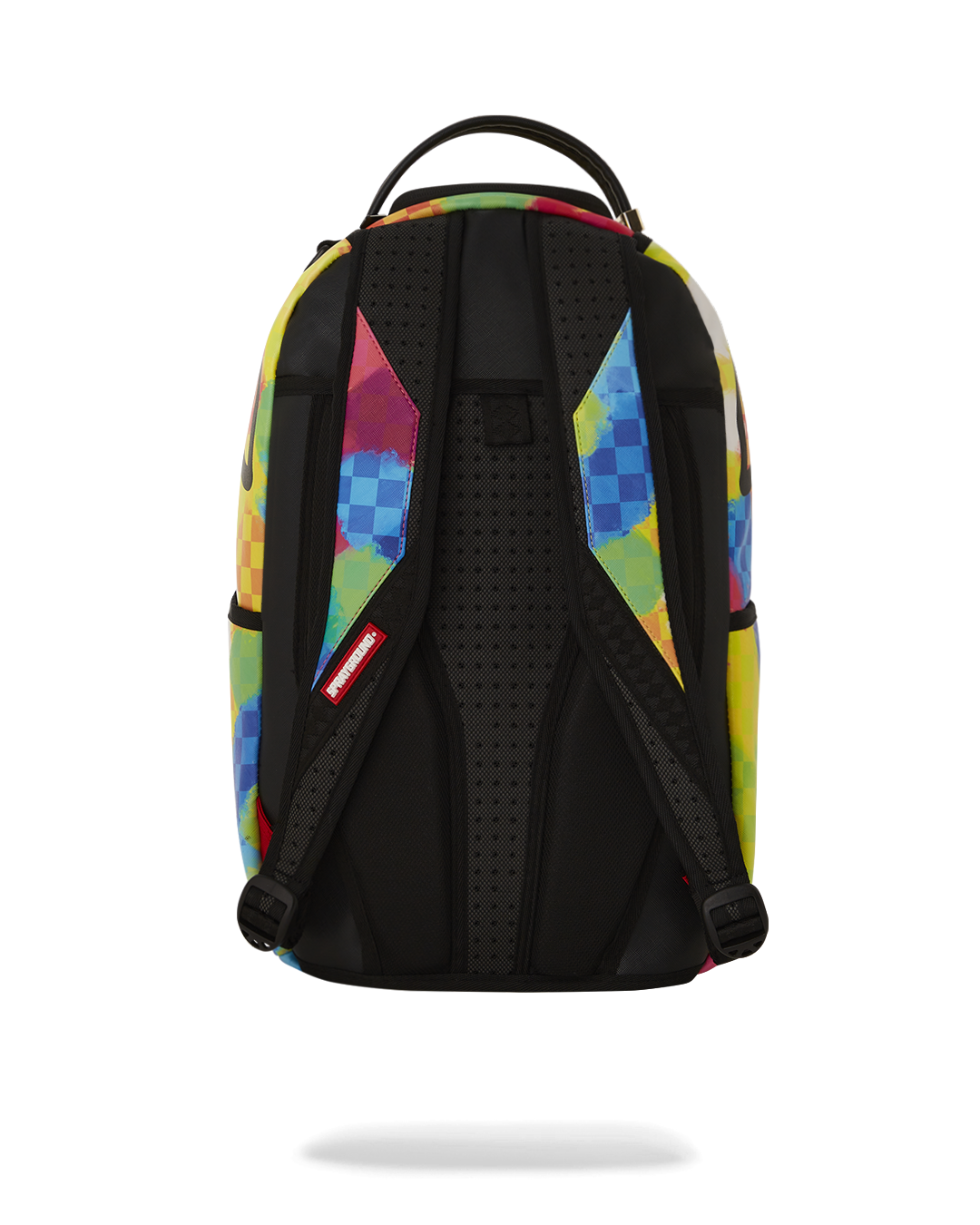 Front view of the leather laptop backpack with organized compartments