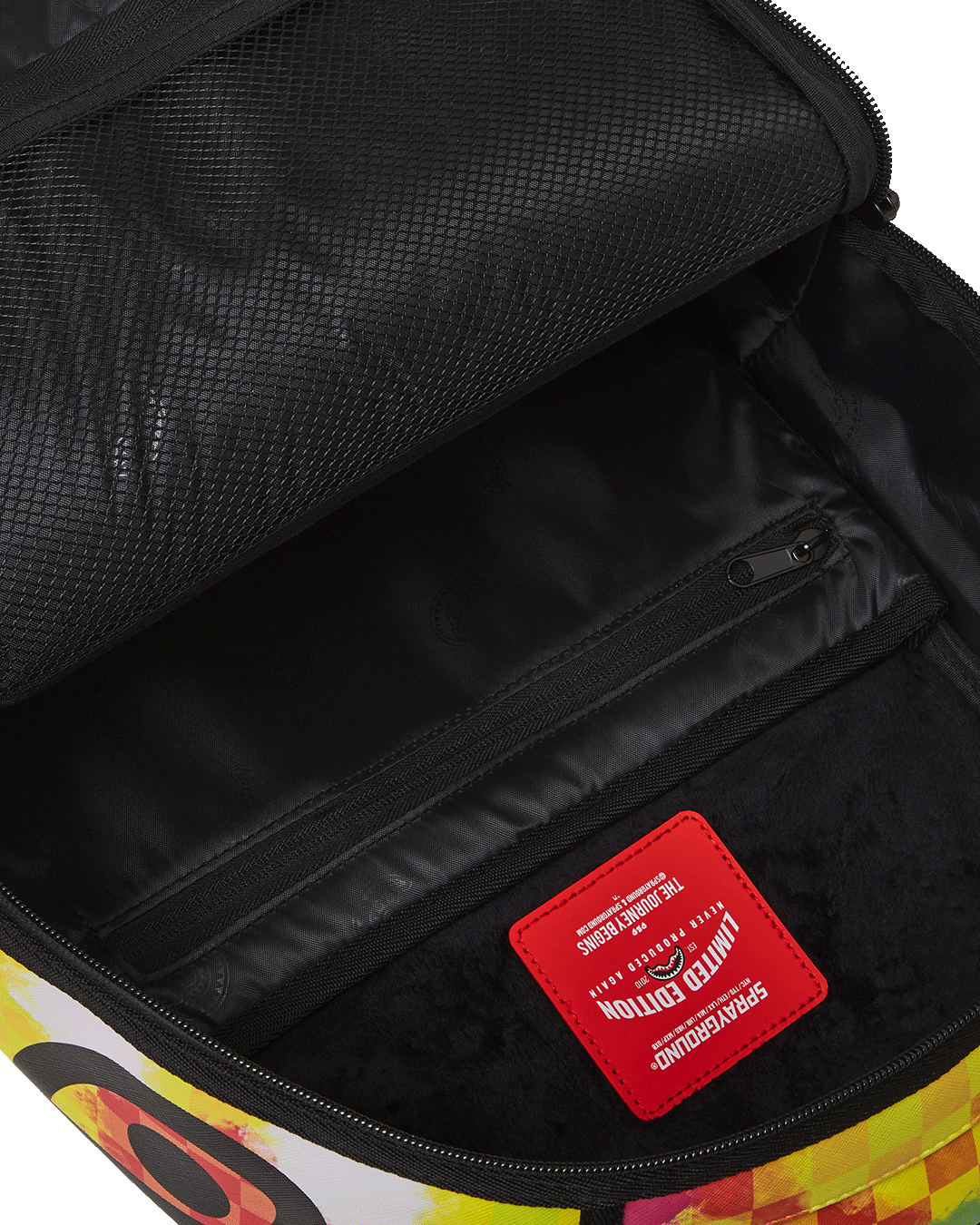 Front view of the leather laptop backpack with organized compartments