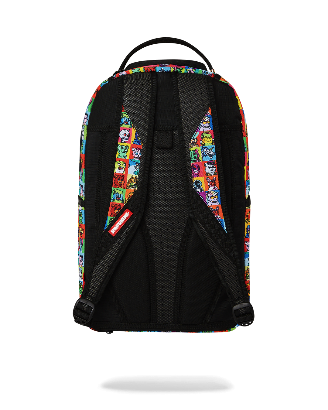 Backpack front view showing gold zippers and sleek silhouette