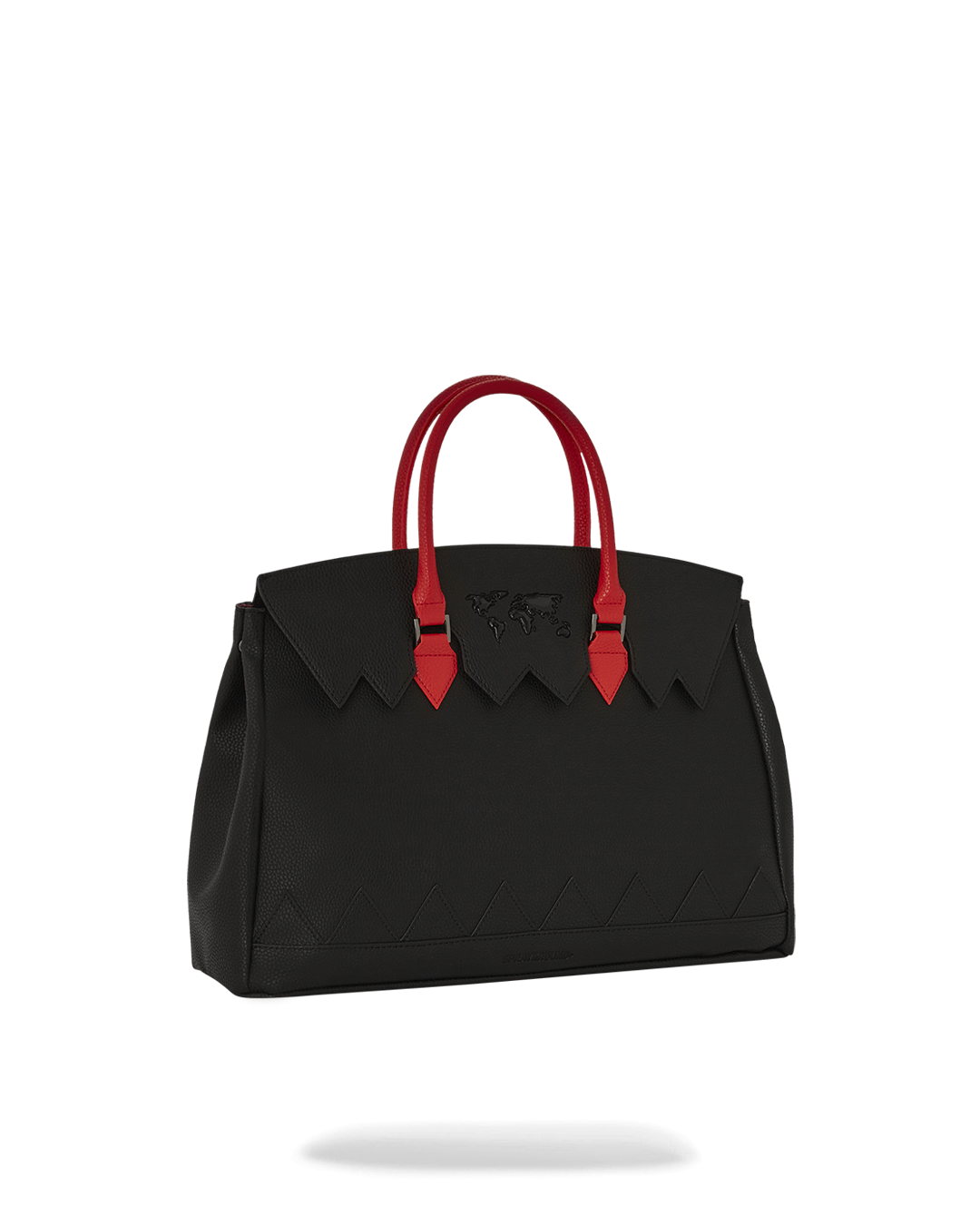 Interior of handbag featuring zippered pocket and spacious design