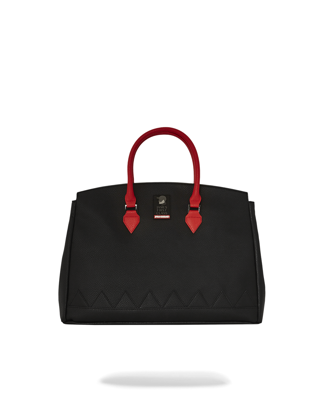 Side view of luxury handbag showing expandable snaps