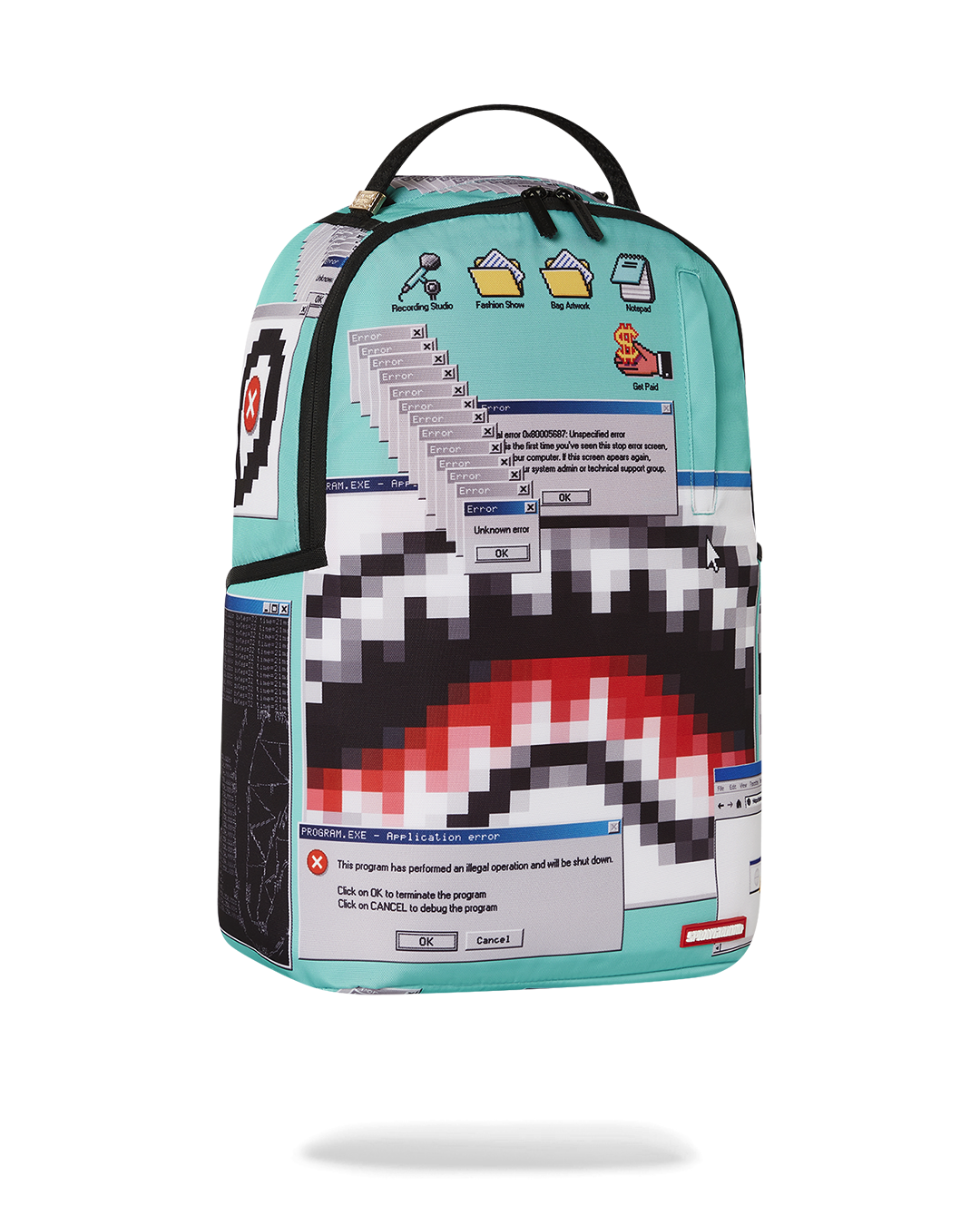 Sprayground Authentic Backpack - connected to carry-on luggage