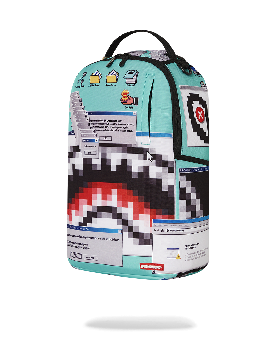 Sprayground Authentic Backpack - connected to carry-on luggage