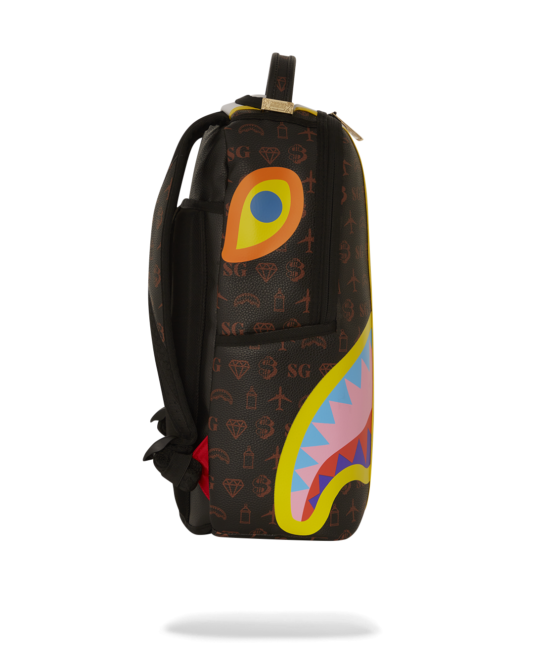 Side view of the backpack with adjustable straps and ergonomic padding
