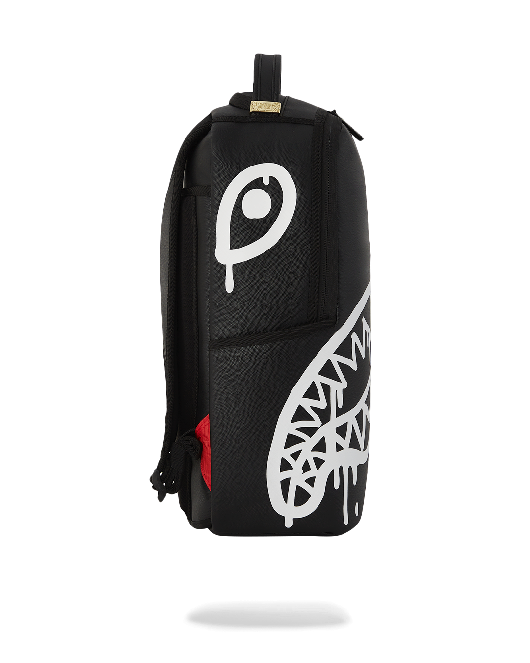 Side angle of the womens travel backpack showcasing side pockets.