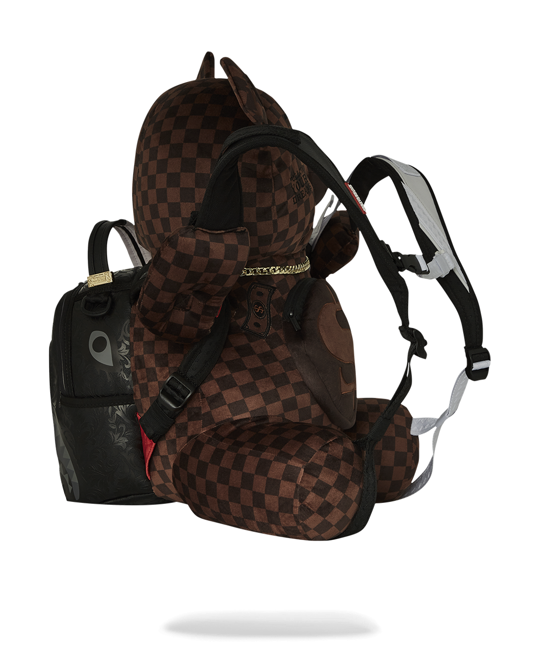 Close-up of the backpacks zippered pockets and adjustable straps