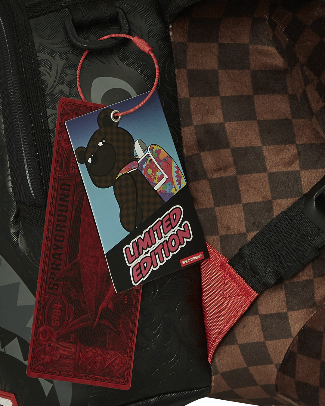 Close-up of the backpacks zippered pockets and adjustable straps